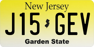 NJ license plate J15GEV