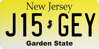 NJ license plate J15GEY