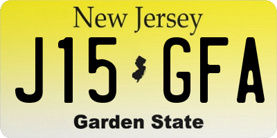 NJ license plate J15GFA