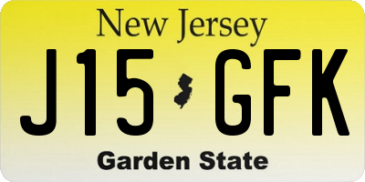 NJ license plate J15GFK