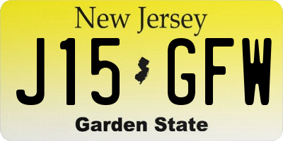 NJ license plate J15GFW