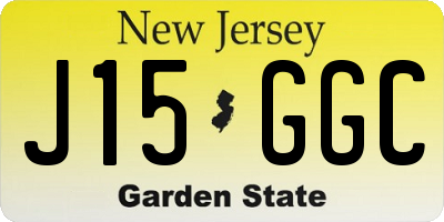 NJ license plate J15GGC