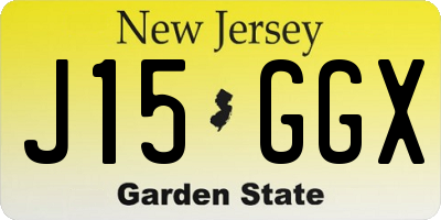 NJ license plate J15GGX