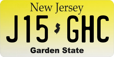 NJ license plate J15GHC