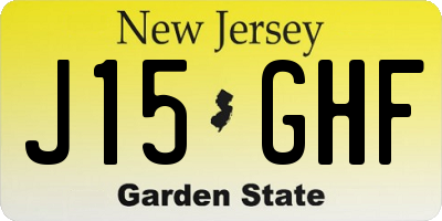 NJ license plate J15GHF