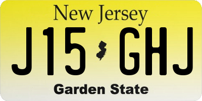 NJ license plate J15GHJ