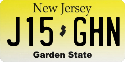 NJ license plate J15GHN