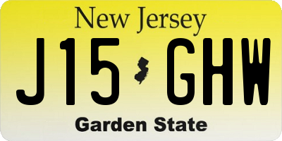 NJ license plate J15GHW