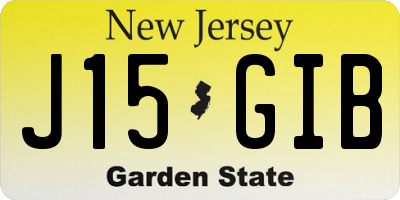 NJ license plate J15GIB