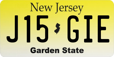 NJ license plate J15GIE