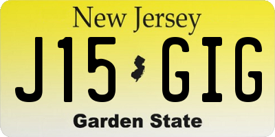 NJ license plate J15GIG