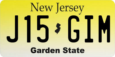 NJ license plate J15GIM