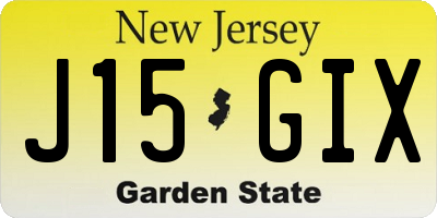 NJ license plate J15GIX