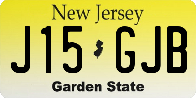 NJ license plate J15GJB