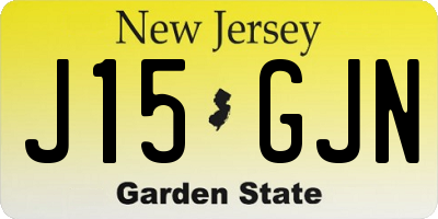NJ license plate J15GJN