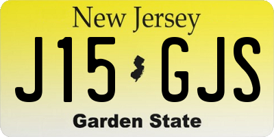 NJ license plate J15GJS