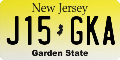 NJ license plate J15GKA