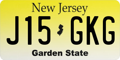 NJ license plate J15GKG