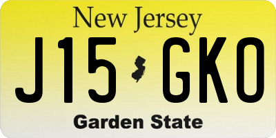 NJ license plate J15GKO
