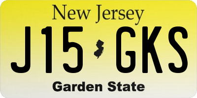 NJ license plate J15GKS