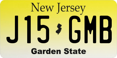 NJ license plate J15GMB