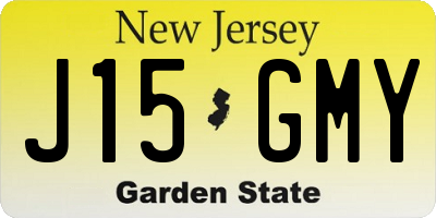NJ license plate J15GMY