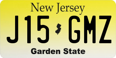 NJ license plate J15GMZ