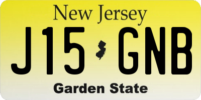 NJ license plate J15GNB
