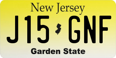 NJ license plate J15GNF