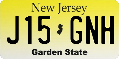 NJ license plate J15GNH