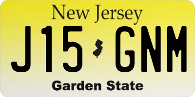 NJ license plate J15GNM