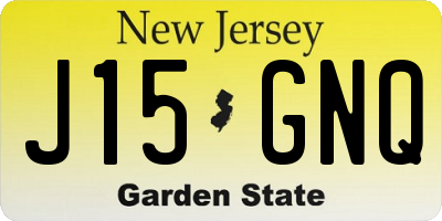 NJ license plate J15GNQ