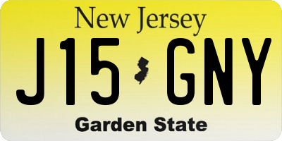 NJ license plate J15GNY