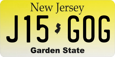 NJ license plate J15GOG