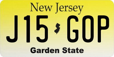 NJ license plate J15GOP