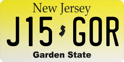 NJ license plate J15GOR