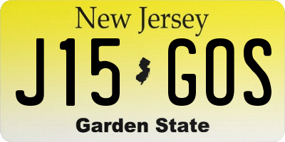 NJ license plate J15GOS