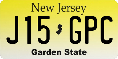 NJ license plate J15GPC