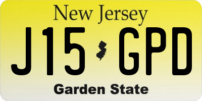NJ license plate J15GPD