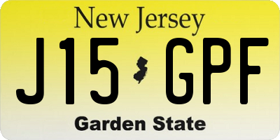 NJ license plate J15GPF