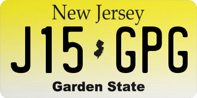 NJ license plate J15GPG