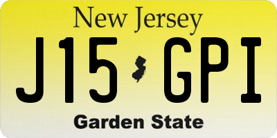 NJ license plate J15GPI
