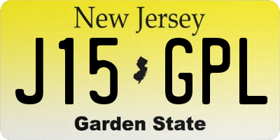 NJ license plate J15GPL
