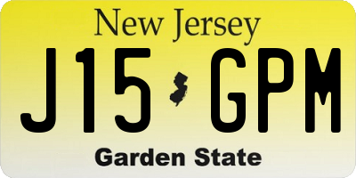 NJ license plate J15GPM