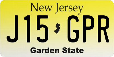 NJ license plate J15GPR