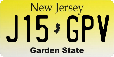NJ license plate J15GPV