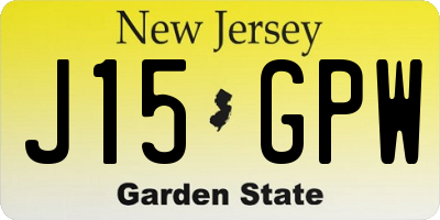 NJ license plate J15GPW