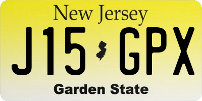 NJ license plate J15GPX