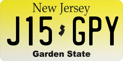 NJ license plate J15GPY