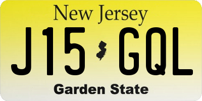 NJ license plate J15GQL
